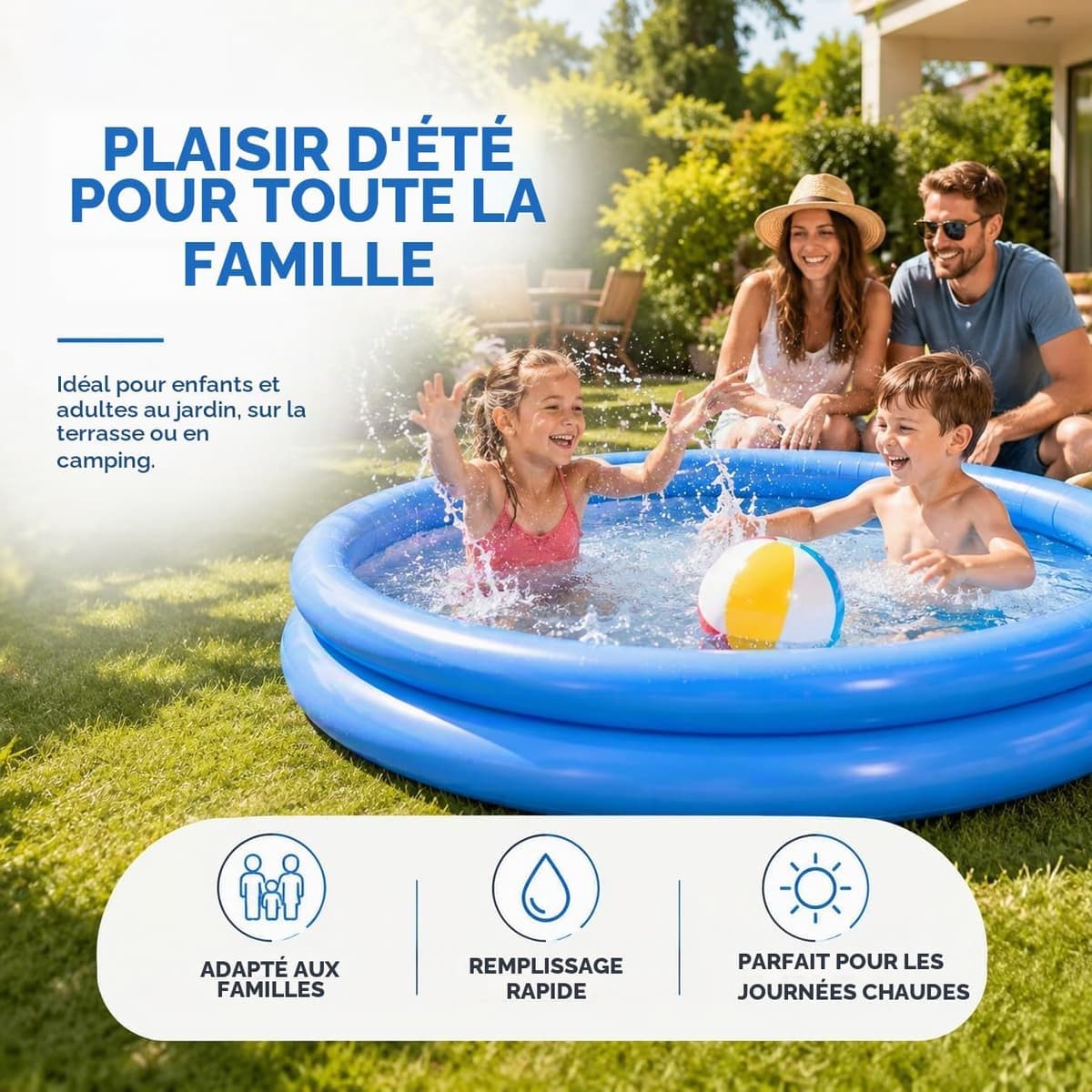 Piscine hors sol bleue
